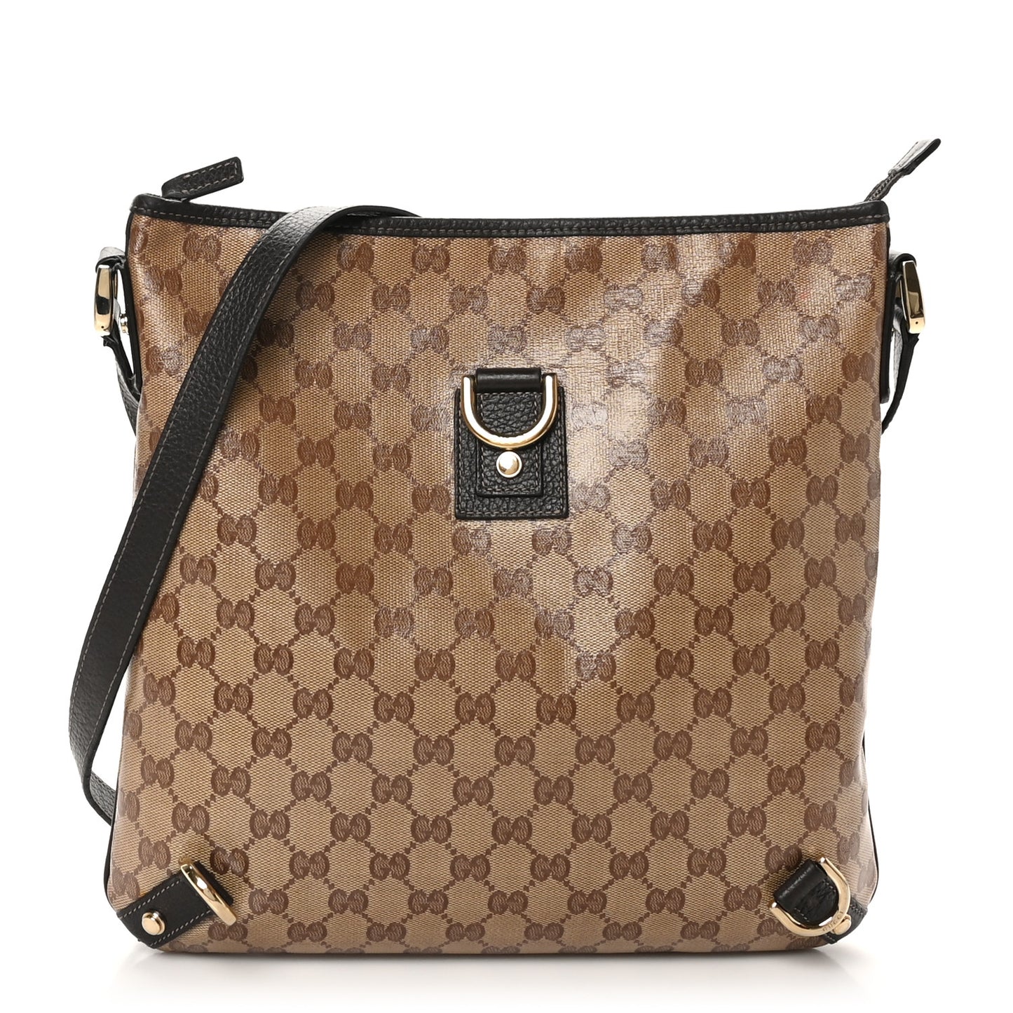 Crystal Monogram Abbey Messenger Bag Beige Dark Brown