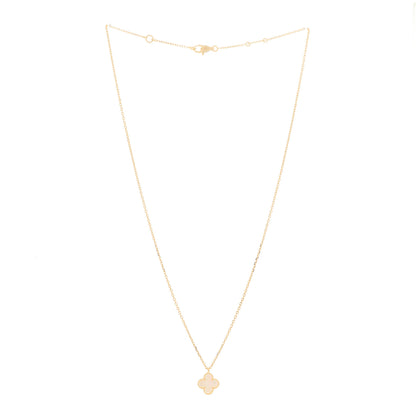 Van Cleef & Arpels 18K Yellow Gold Mother of Pearl Sweet Alhambra Pendant Necklace 2 of 6