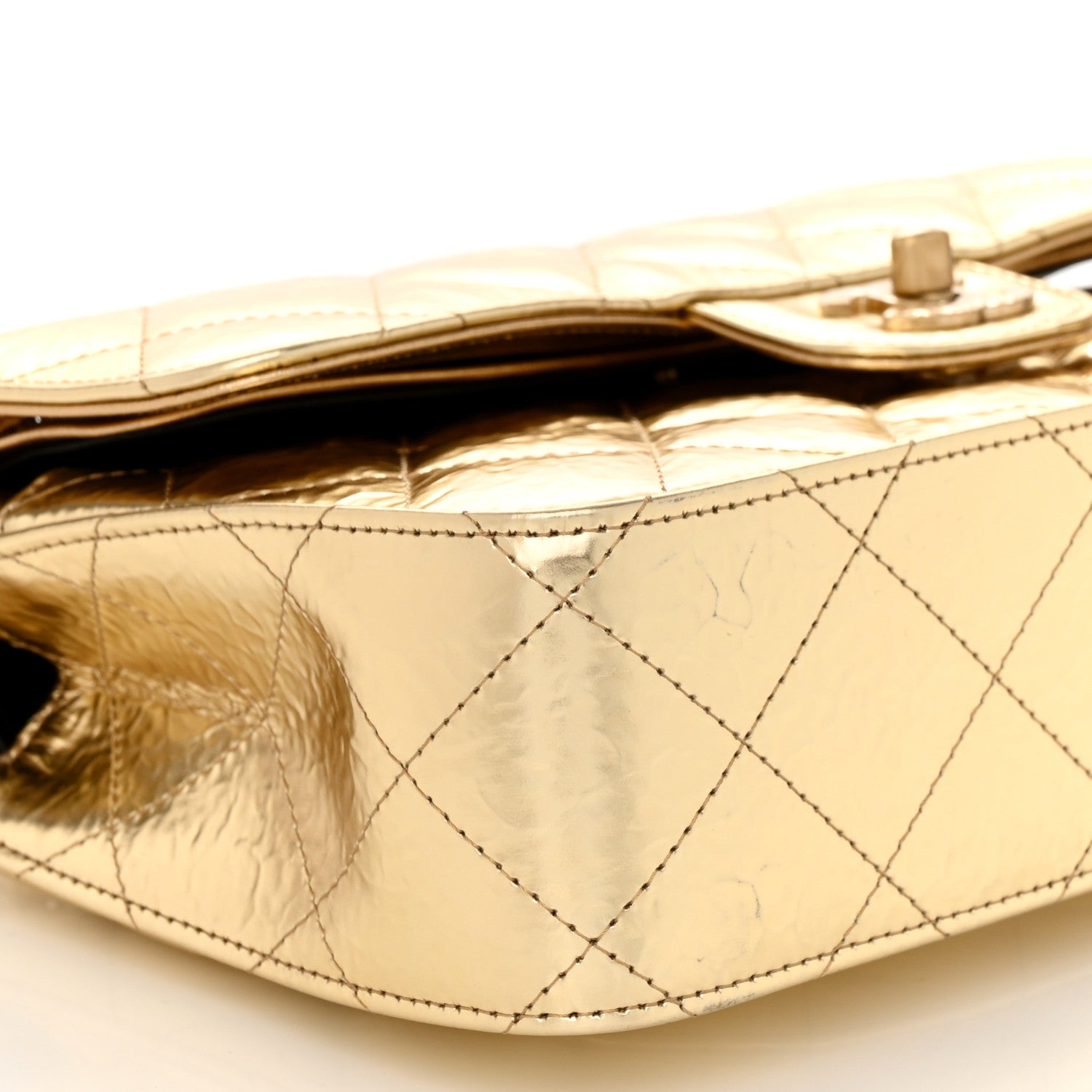 Chanel Hammered Metallic Calfskin Quilted Small Double Flap Gold 9 of 11