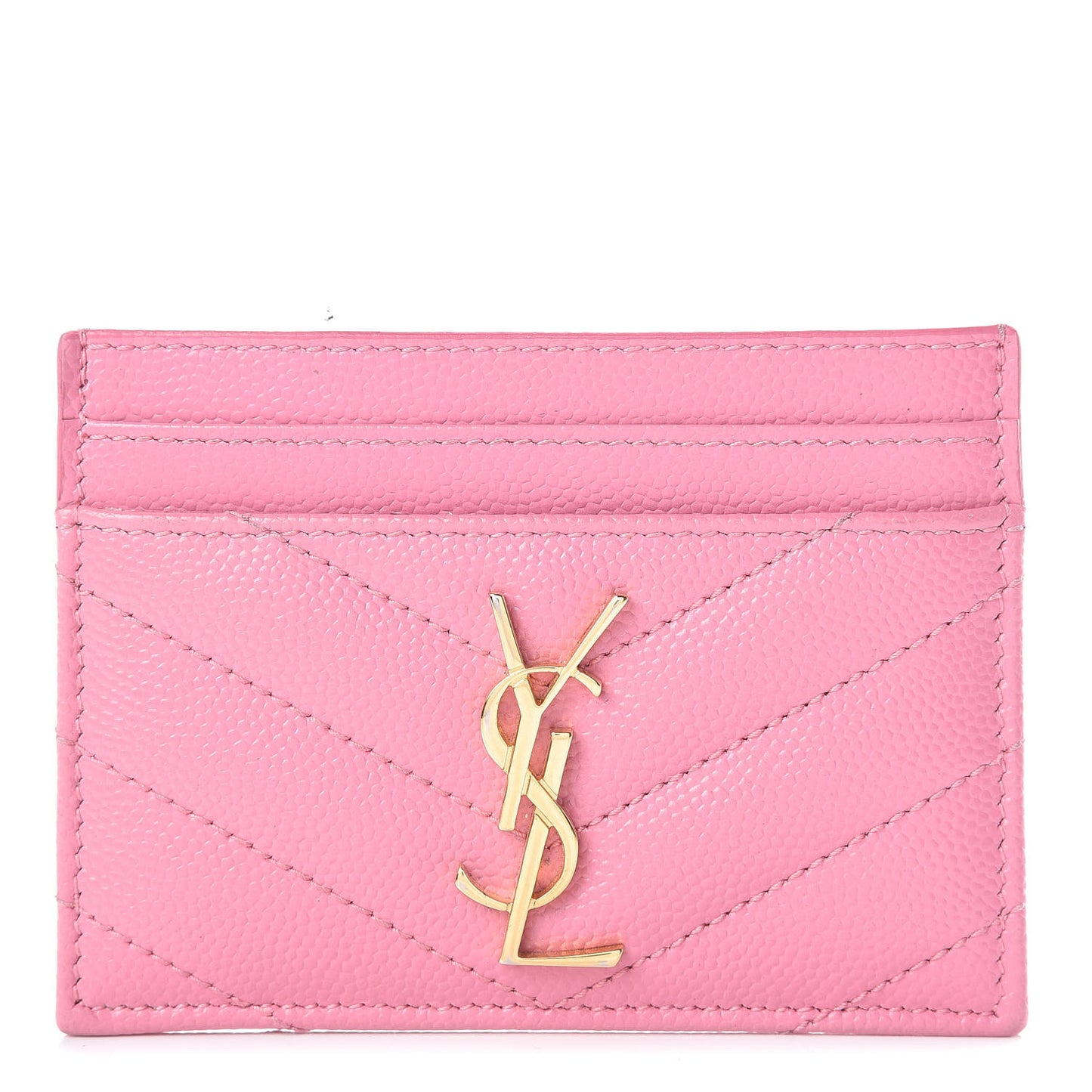 Grain De Poudre Matelasse Chevron Monogram Credit Card Case Indian Pink