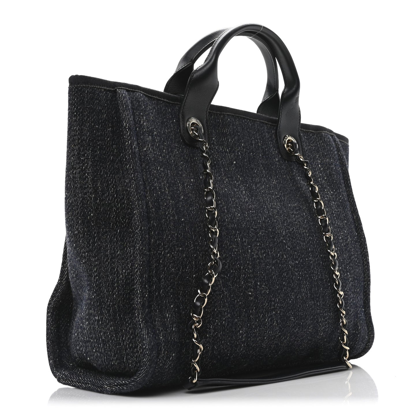 Mixed Fibers Calfskin Small Deauville Tote Blue