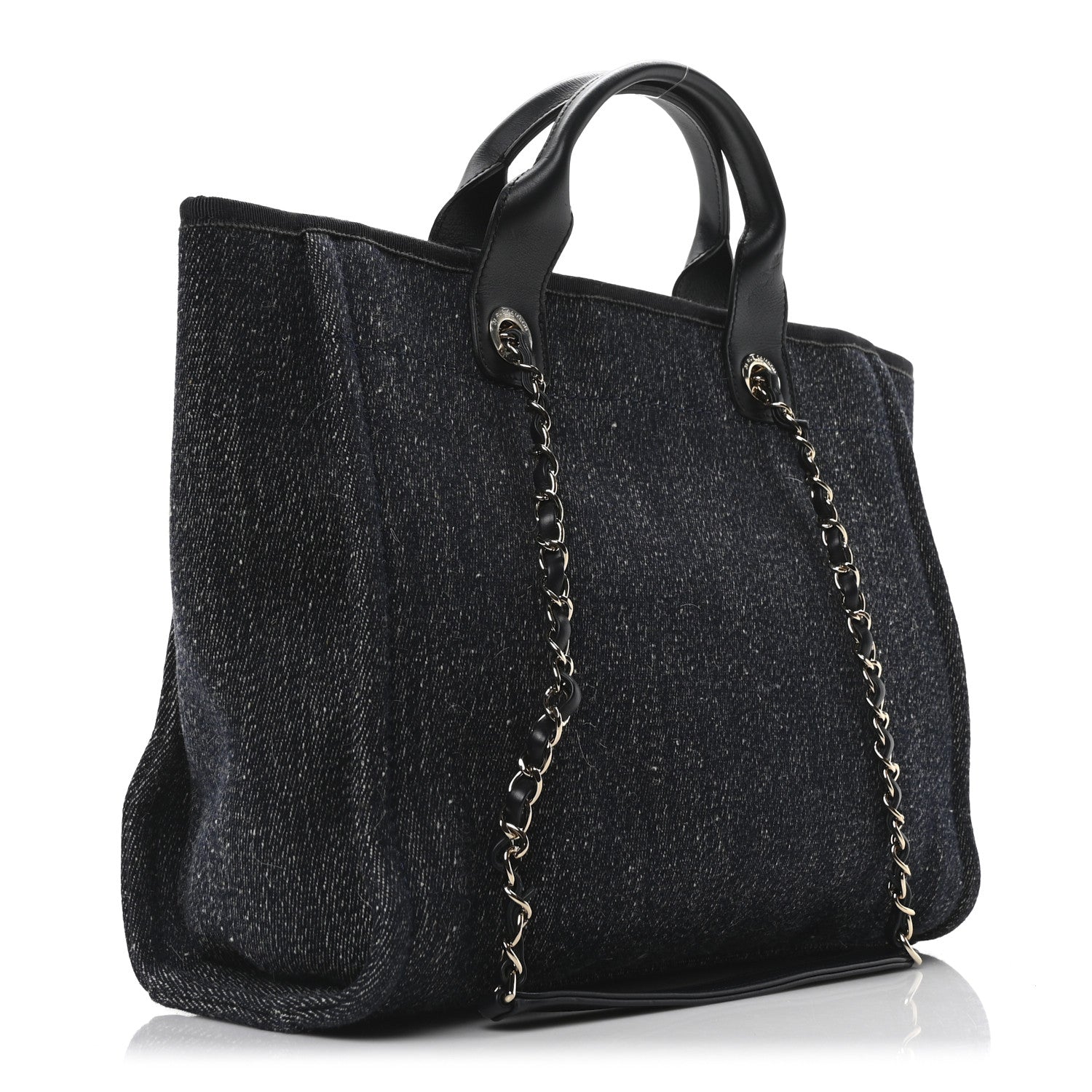 Chanel Mixed Fibers Calfskin Small Deauville Tote Blue 4 of 11