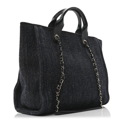 Chanel Mixed Fibers Calfskin Small Deauville Tote Blue 4 of 11
