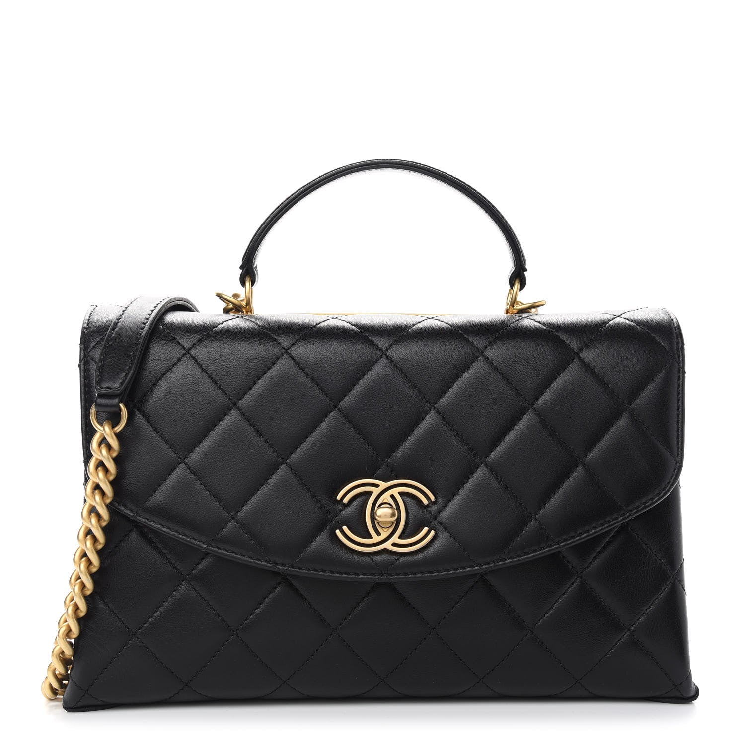 Chanel Lambskin Quilted Large Trendy Spirit Top Handle Bag Black 1 of 9
