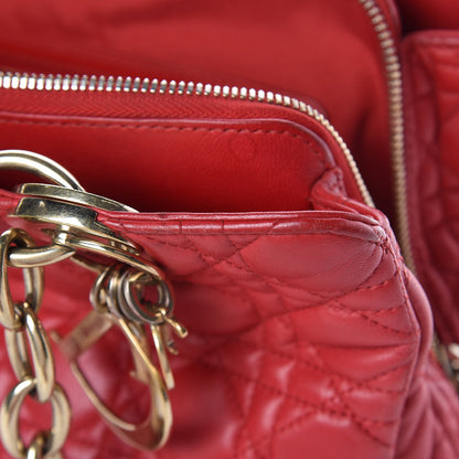 Christian Dior Lambskin Cannage Small Dior Soft Zipped Shopping Tote Red 13 of 20