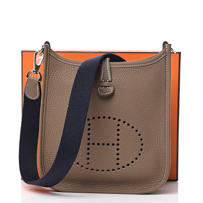 Hermes Taurillon Clemence Amazone Evelyne TPM Etoupe Bleu Indigo 11 of 11
