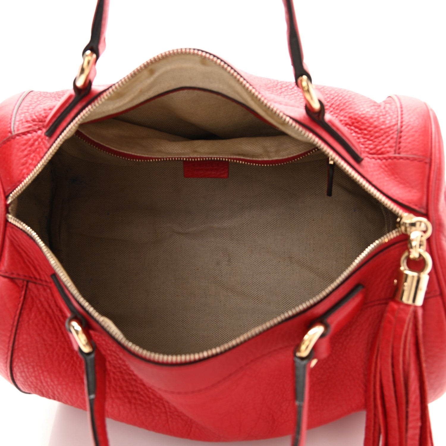 Gucci Pebbled Calfskin Medium Soho Boston Red 5 of 25