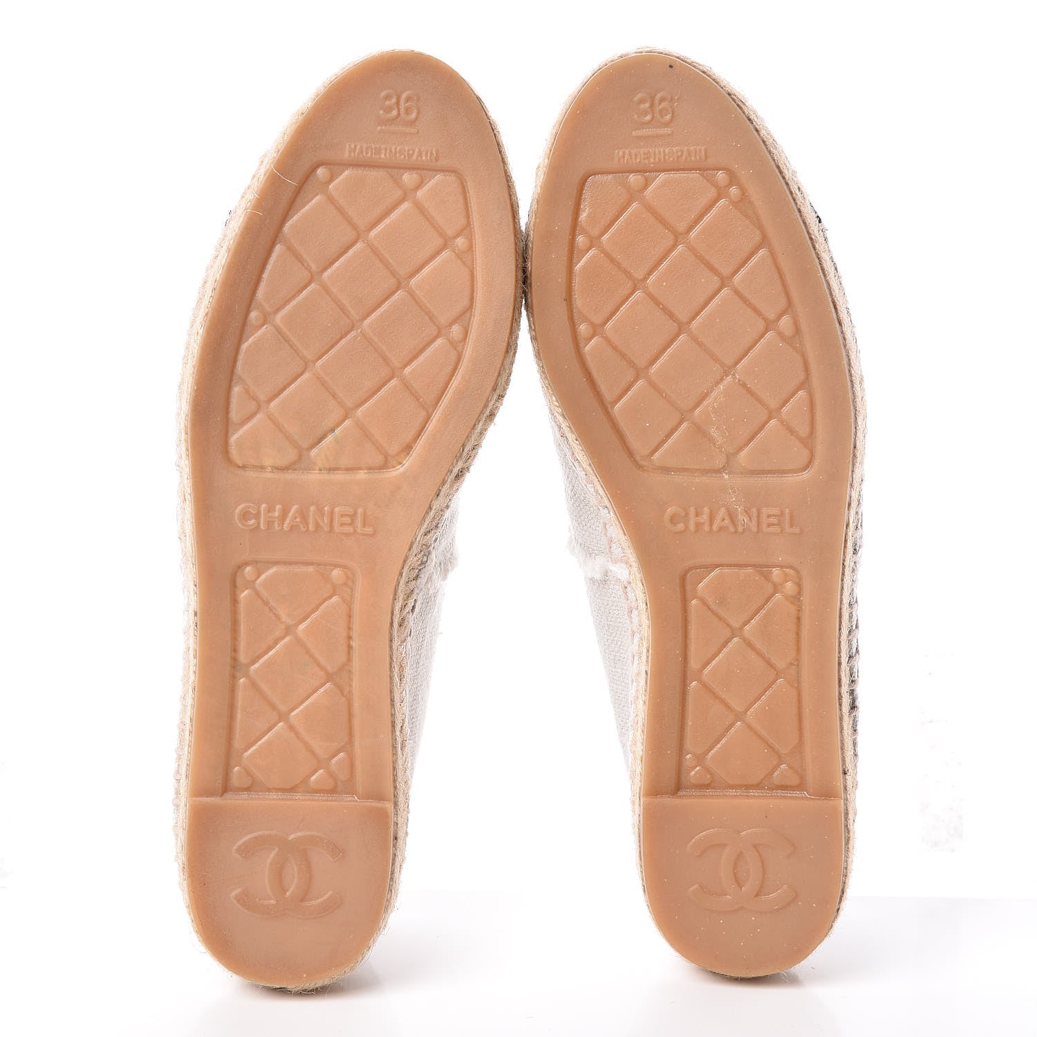 Chanel Linen CC Espadrilles 36 Beige Black 5 of 11