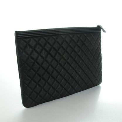 Chanel Caviar Quilted Large Boy Cosmetic Case Black 3 of 6