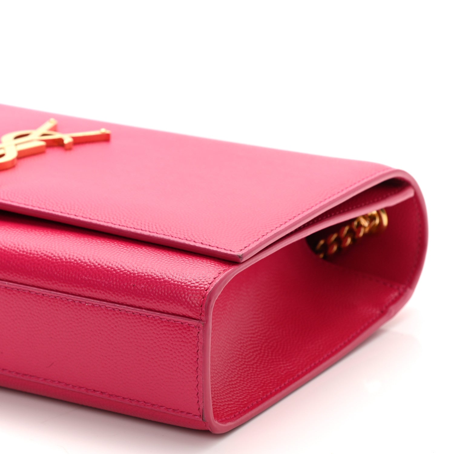 Saint Laurent Grain De Poudre Medium Monogram Kate Satchel Lipstick Fuchsia 9 of 9