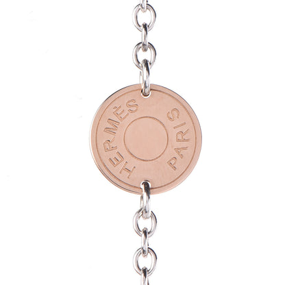 Hermes Sterling Silver 18K Rose Gold Confettis Long Necklace 5 of 5