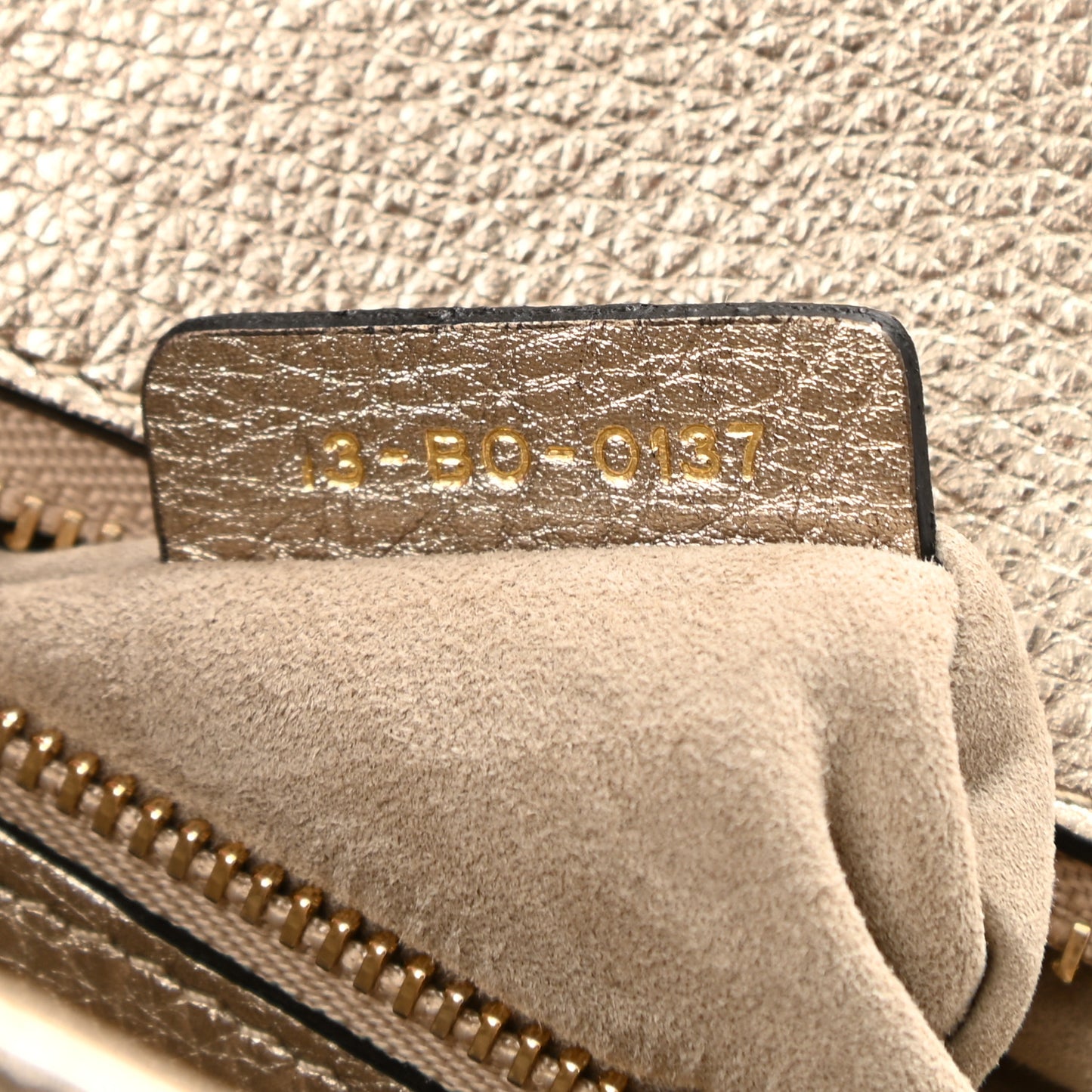 Metallic Grained Calfskin Medium Diorama Flap Bag Pale Gold