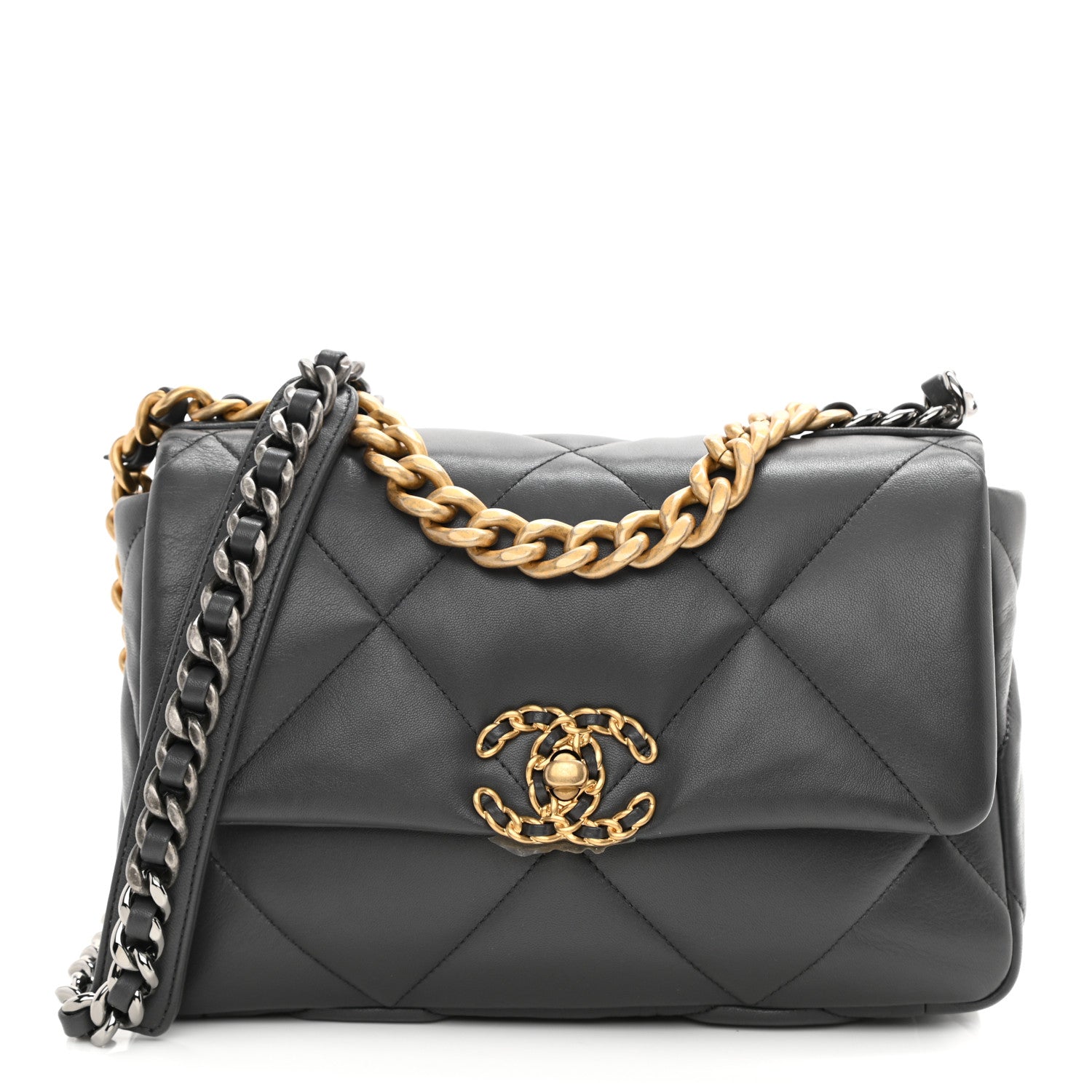 Chanel Lambskin Quilted Medium Chanel 19 Flap Dark Grey 1 of 9
