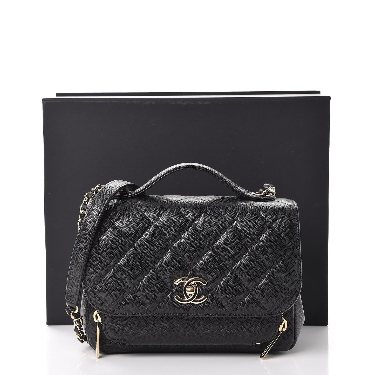 Caviar Quilted Small Business Affinity Flap Black