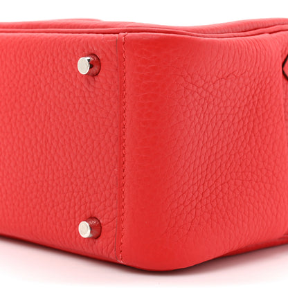 Hermes Taurillon Clemence Mini Lindy 20 Rouge Radieux 9 of 11