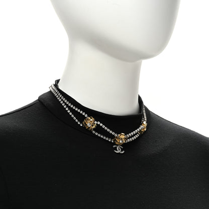Chanel Metal Crystal CC Logo Choker Necklace Gold 2 of 5