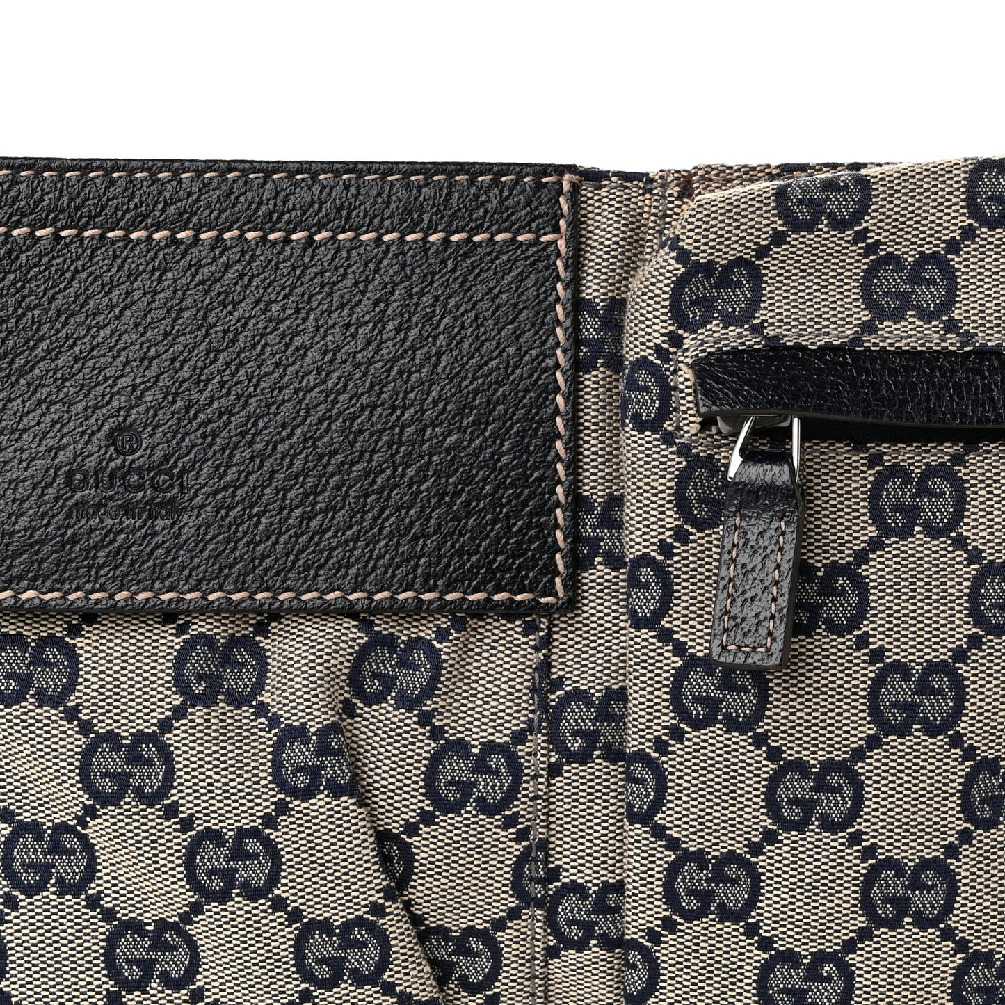 GG Monogram Web Double Pocket Belt Bag Navy