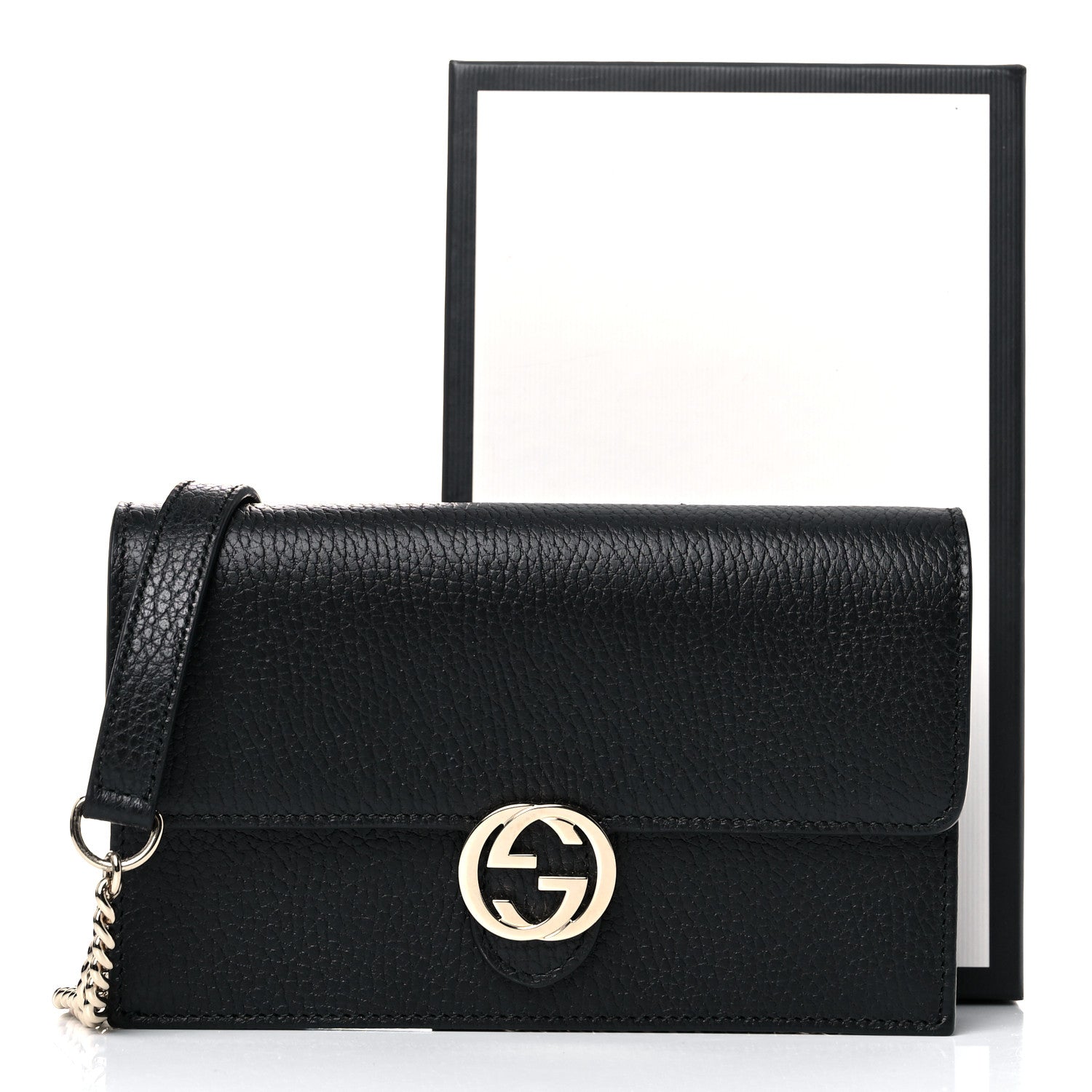 Gucci Dollar Calfskin Interlocking G Chain Wallet Black 12 of 12