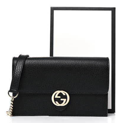 Gucci Dollar Calfskin Interlocking G Chain Wallet Black 12 of 12