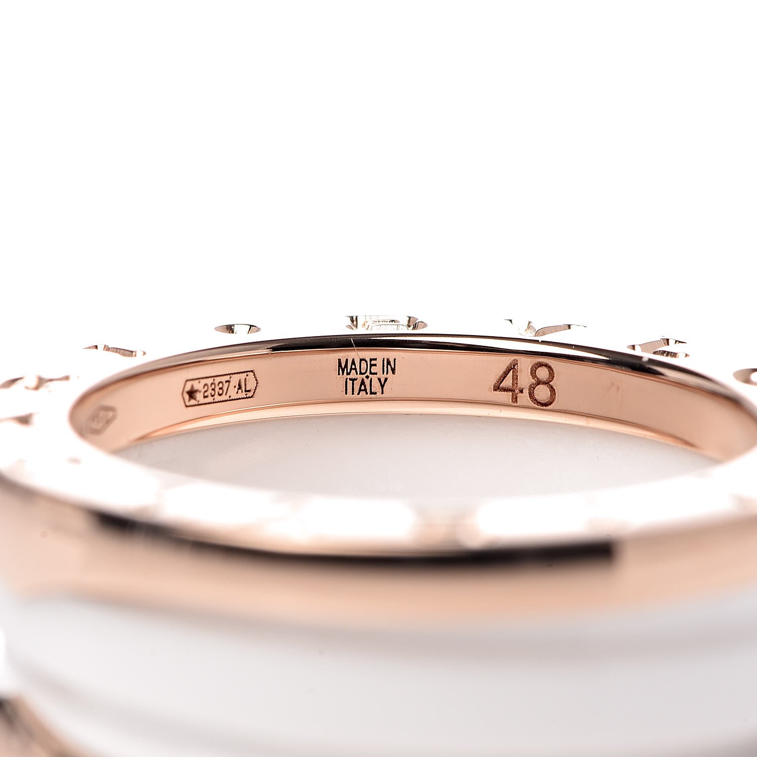 Bulgari 18K Rose Gold White Ceramic B.Zero1 Two-Band Ring 48 4.5 6 of 6