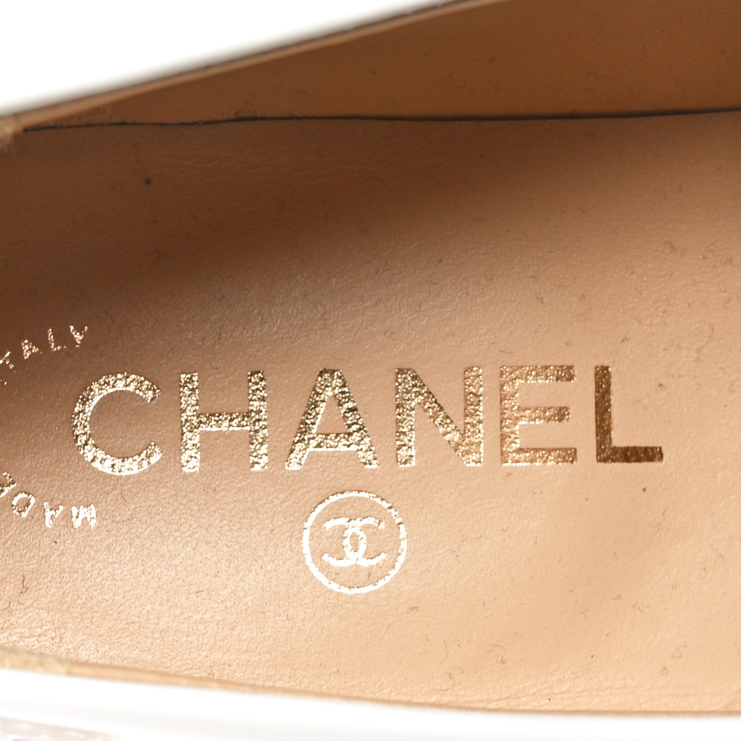 Chanel Shiny Calfskin Logo Loafers 38 White 7 of 8