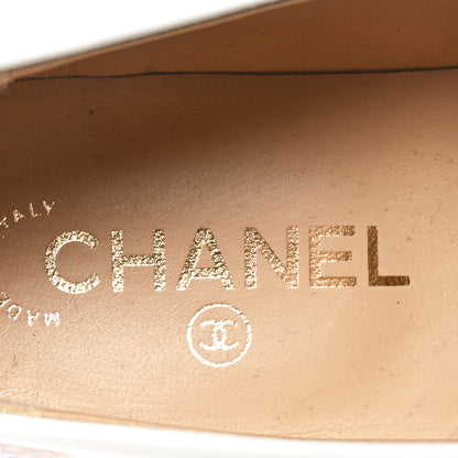 Chanel Shiny Calfskin Logo Loafers 38 White 7 of 8