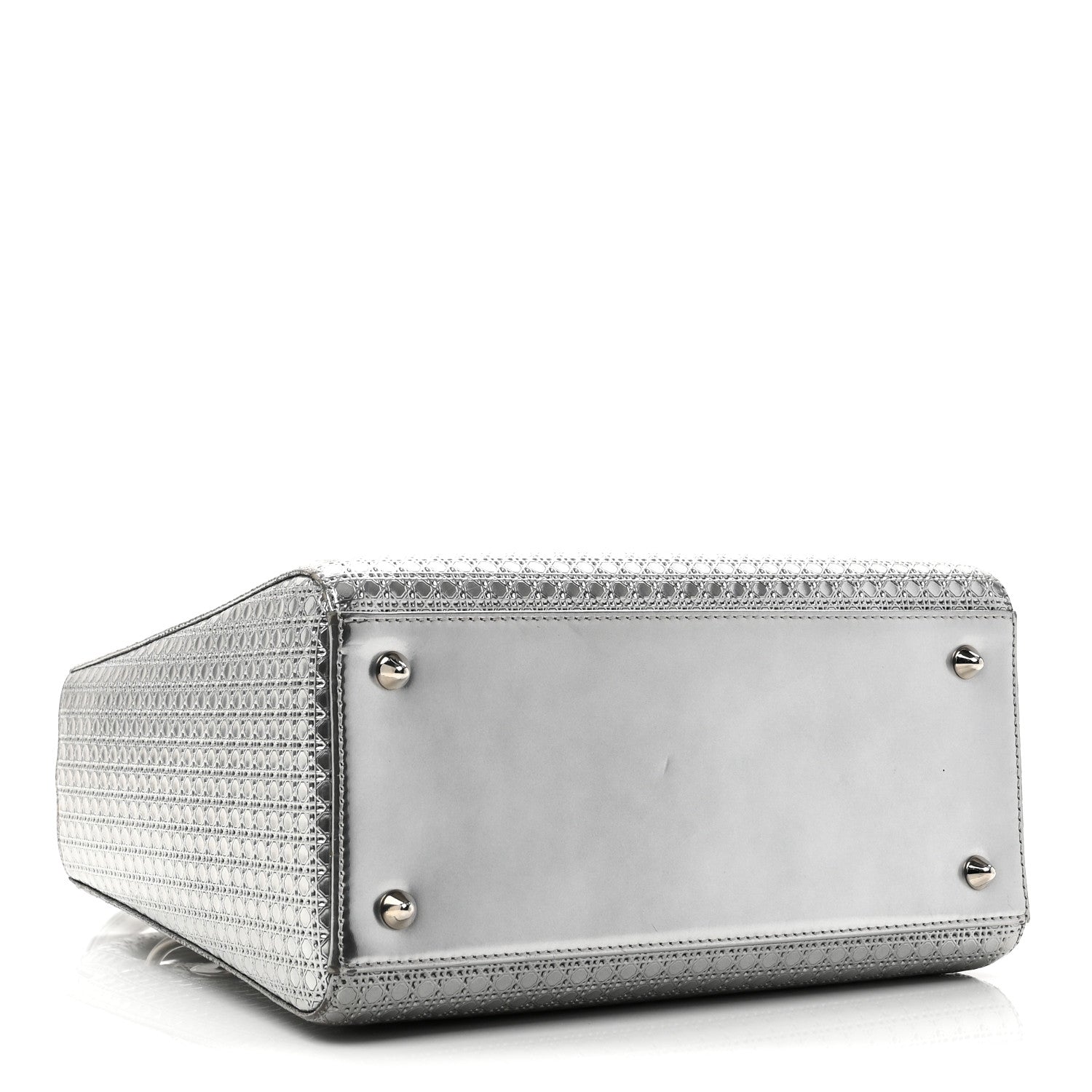 Christian Dior Metallic Patent Micro-Cannage Medium Lady Dior Silver 4 of 10