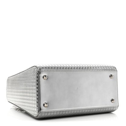 Christian Dior Metallic Patent Micro-Cannage Medium Lady Dior Silver 4 of 10