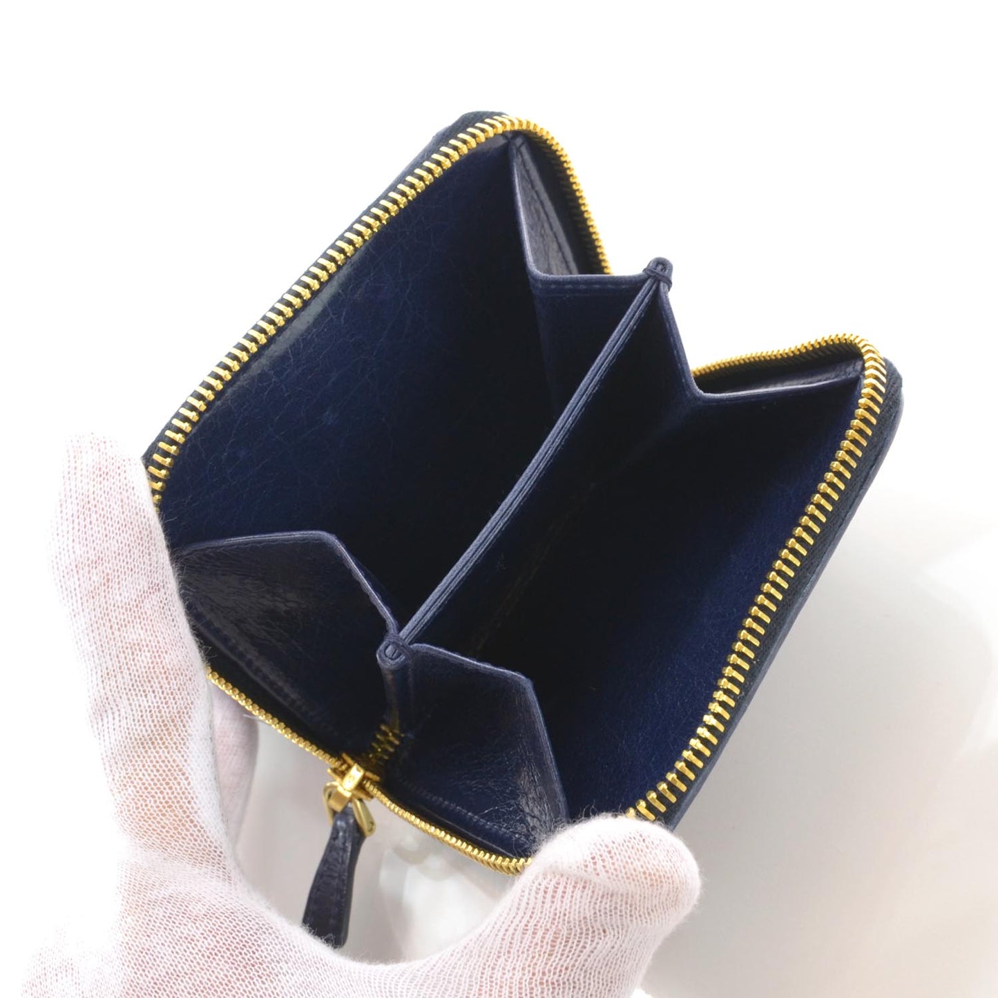 Matelasse Compact Wallet Blue