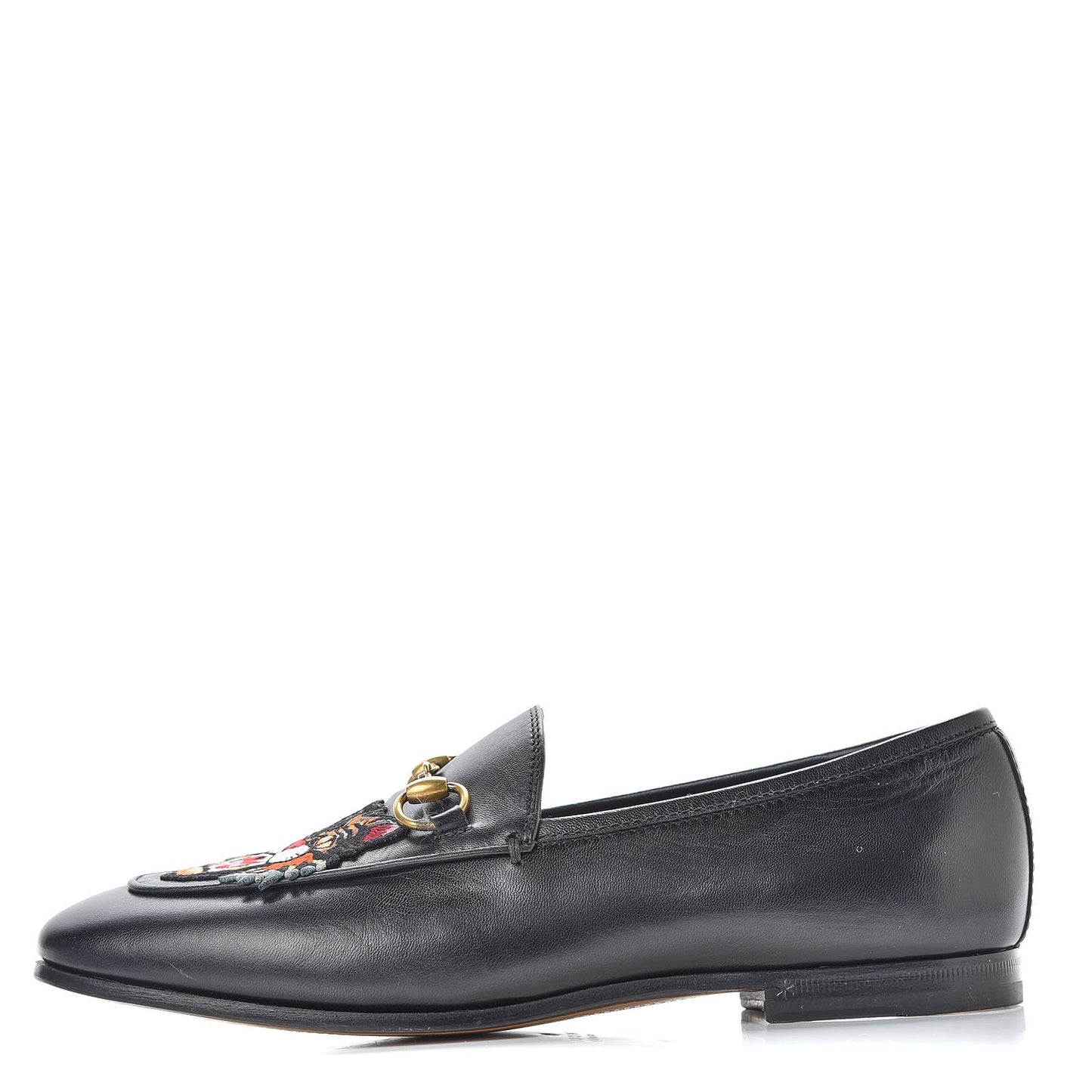Goatskin Angry Cat Embroidered Womens Jordaan Loafers 36 Black