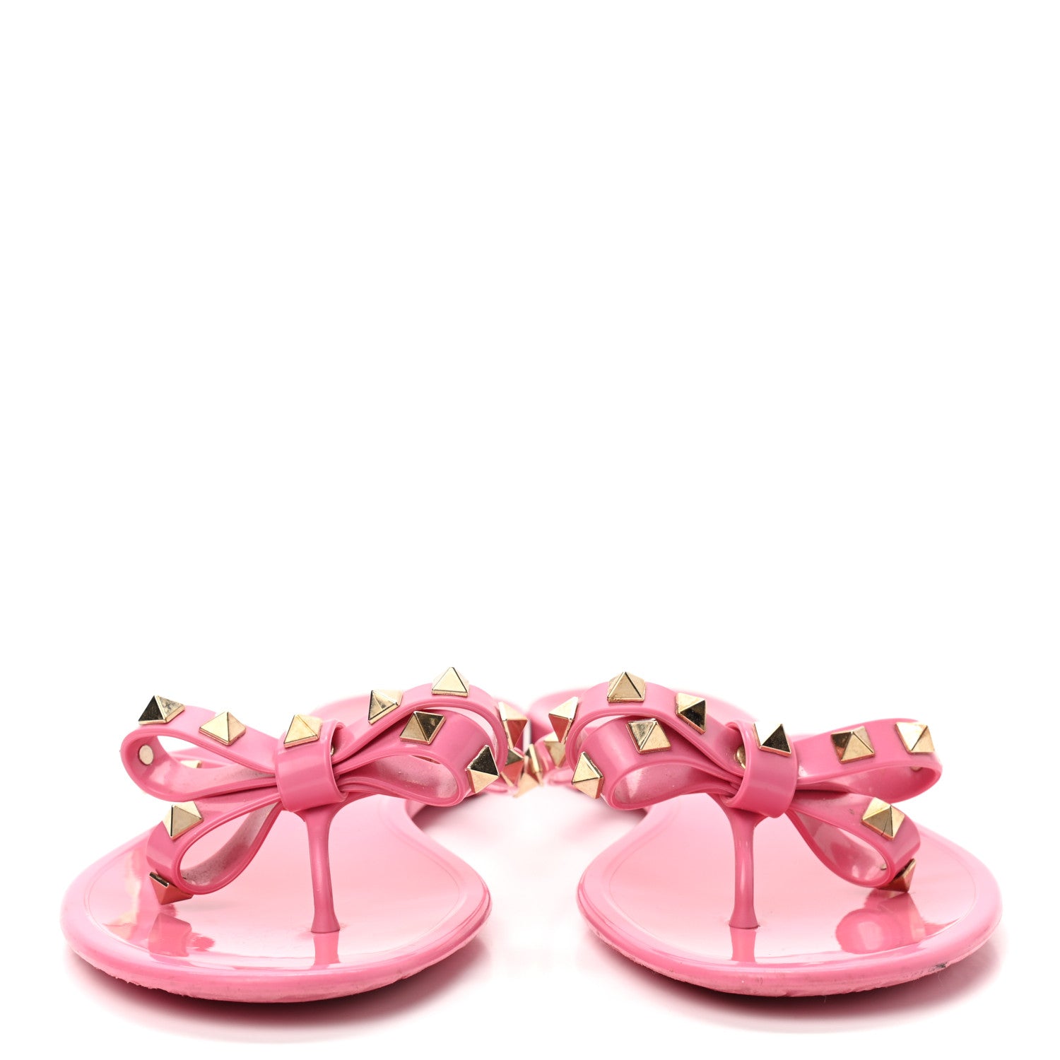 Valentino Garavani PVC Jelly Rockstud Bow Thong Sandals 40 Sweet Pink 2 of 8