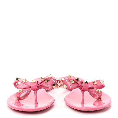 Valentino Garavani PVC Jelly Rockstud Bow Thong Sandals 40 Sweet Pink 2 of 8