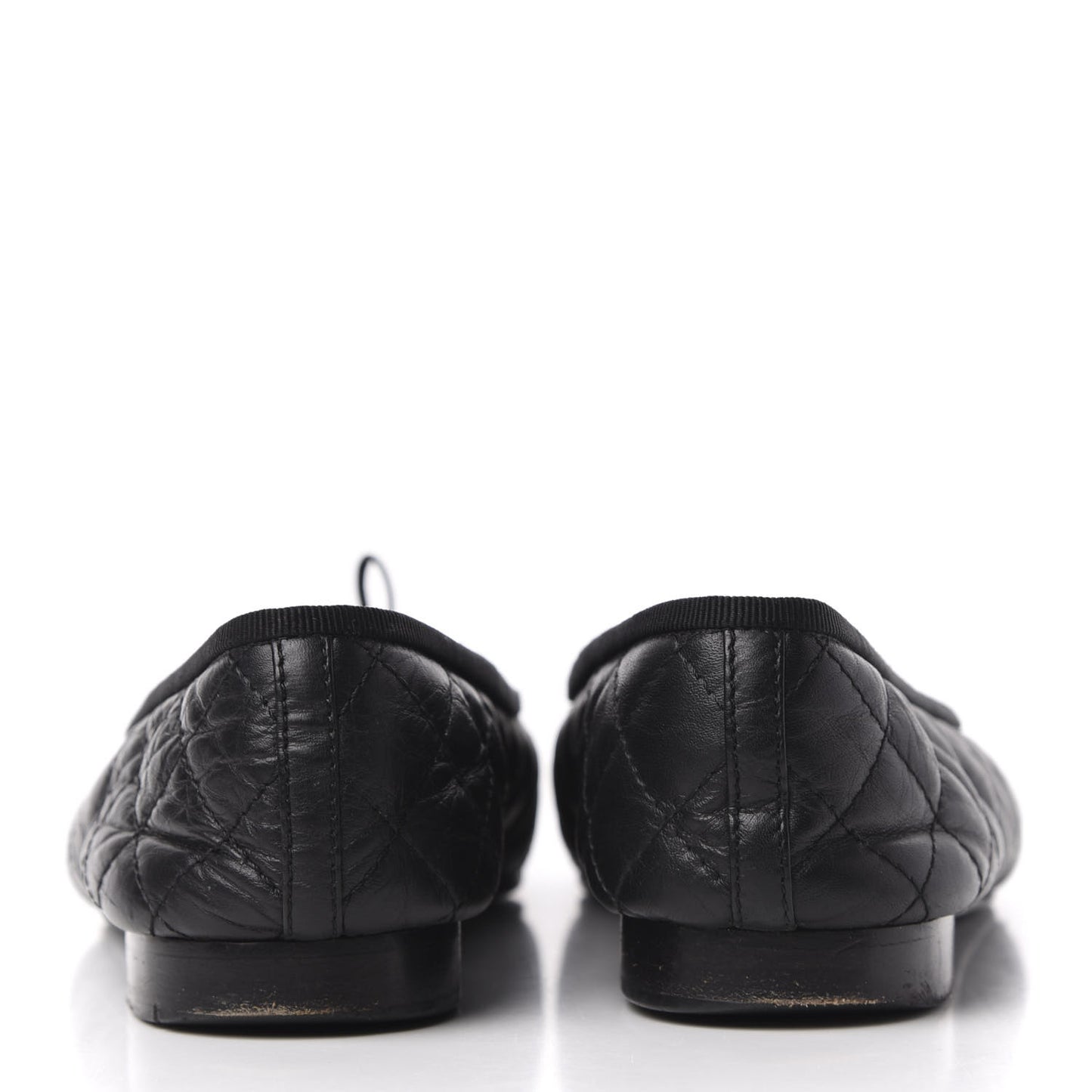 Aged Calfskin Quilted CC Cap Toe Ballerina Flats 39 Black