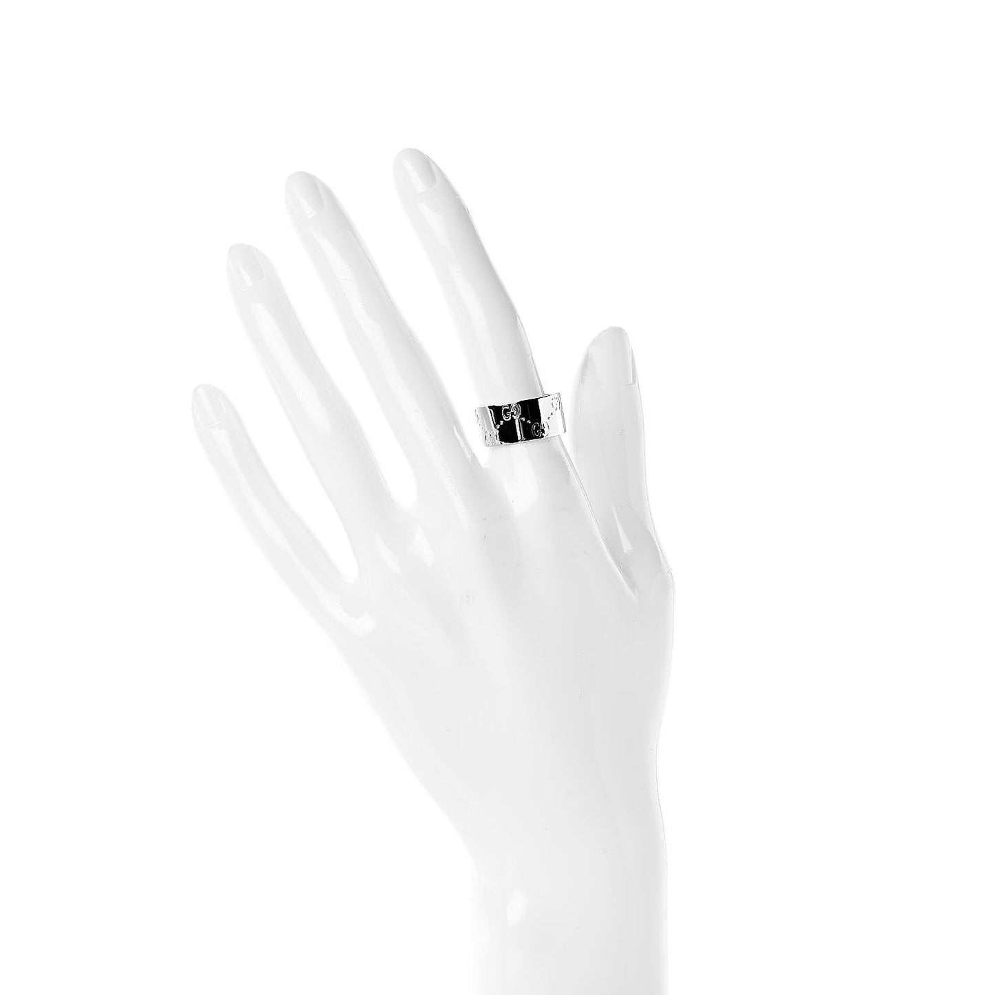 18K White Gold 9mm Icon Band Ring 53 6.25