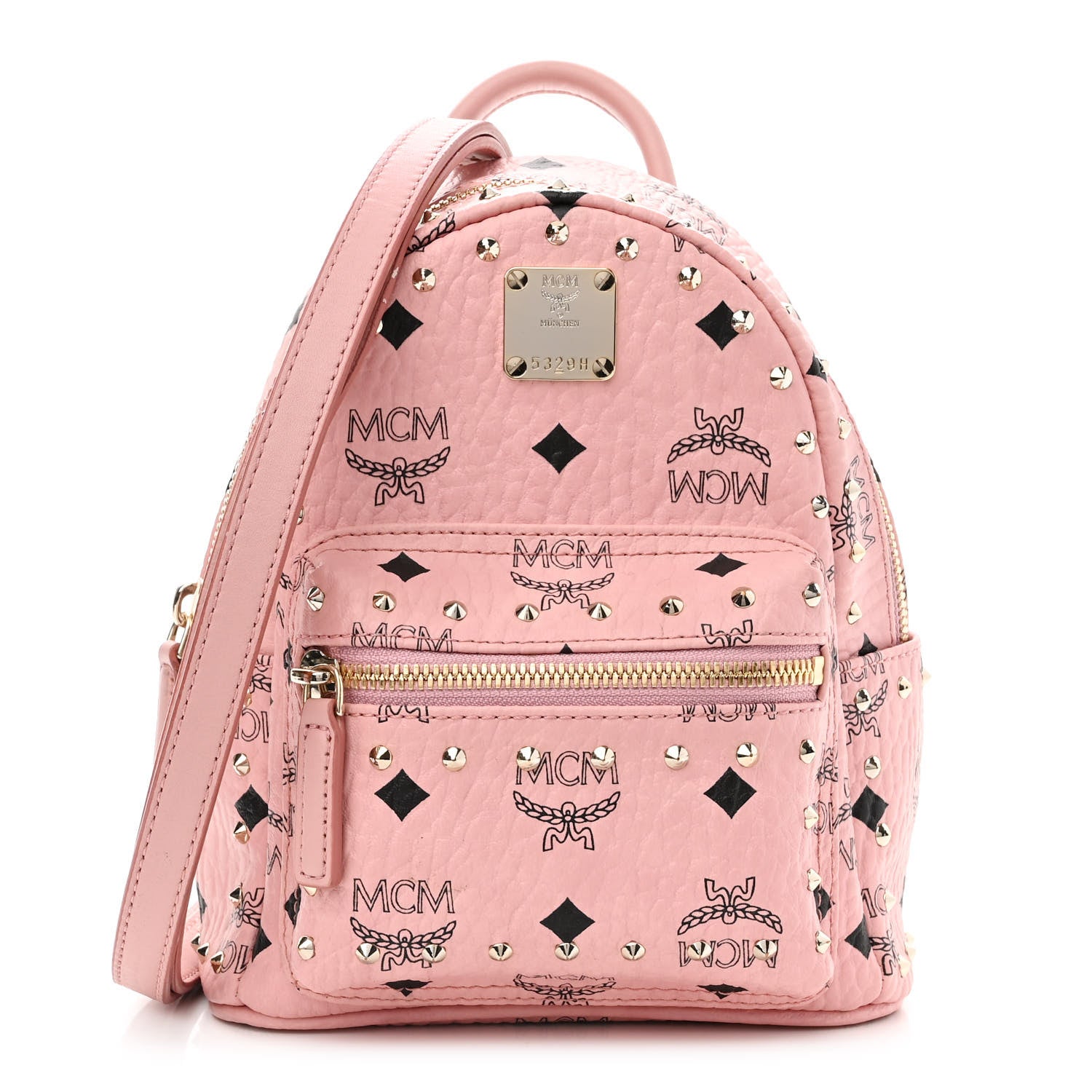product image of MCM Visetos Stud Mini Stark Backpack Soft Pink FASHIONPHILE