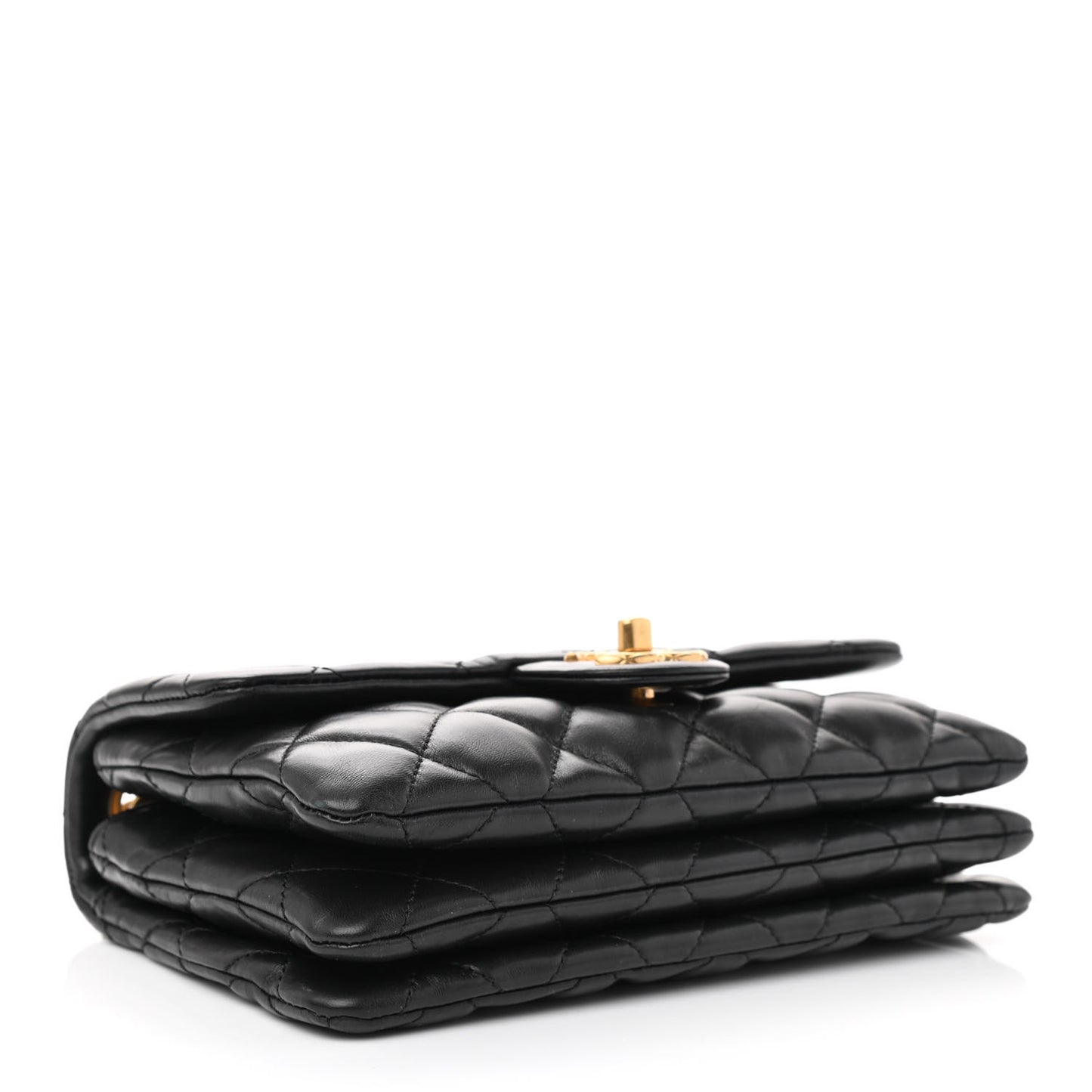 Lambskin Quilted Small Pillow Crush Flap Black