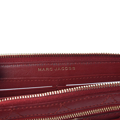 Marc Jacobs Lambskin Quilted Zip Clutch Wallet Poppy 6 of 7
