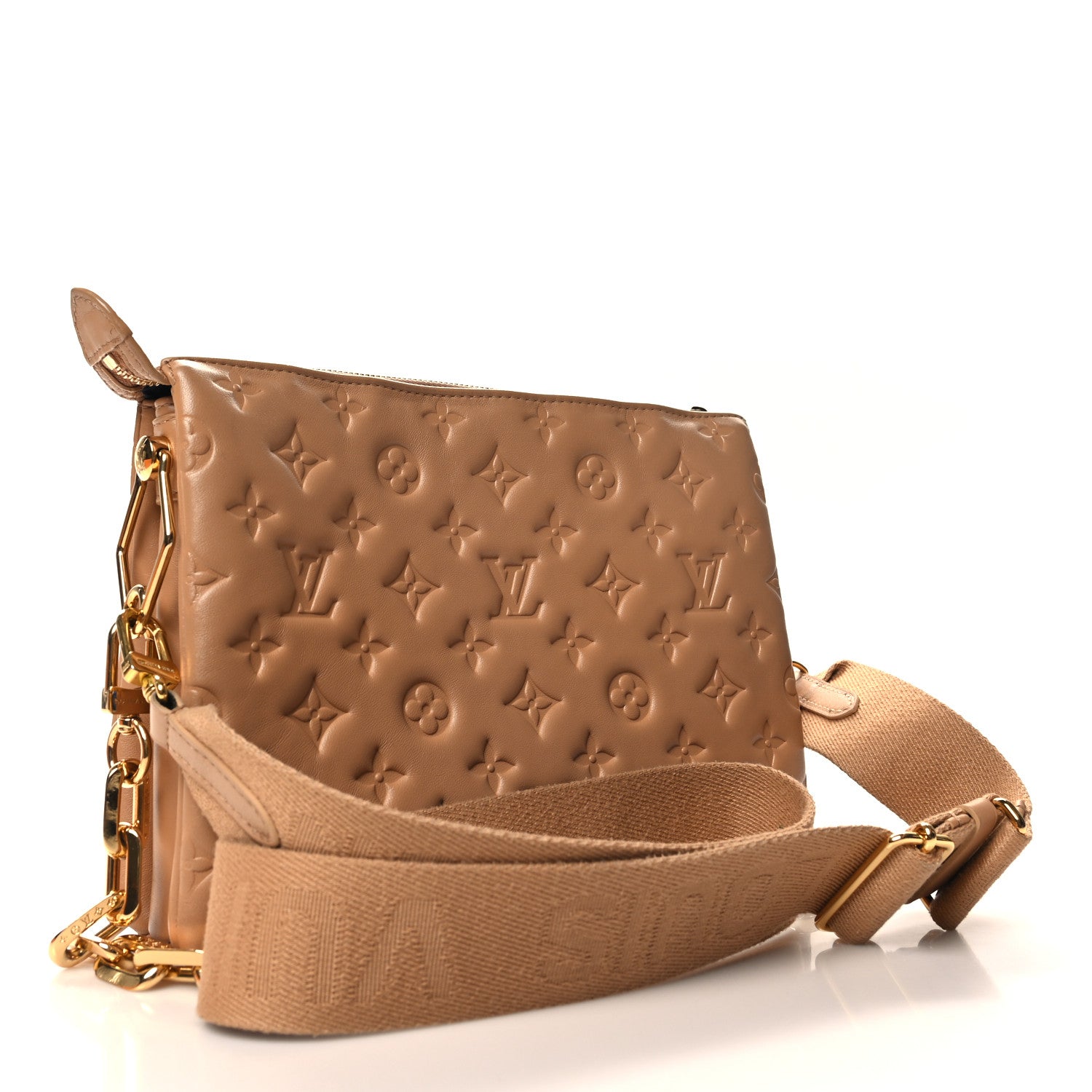 Louis Vuitton Lambskin Embossed Monogram Coussin PM Camel 3 of 12