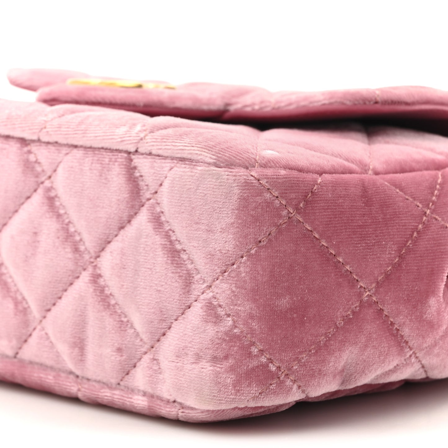 Velvet Quilted Small Wavy CC Hobo Pink