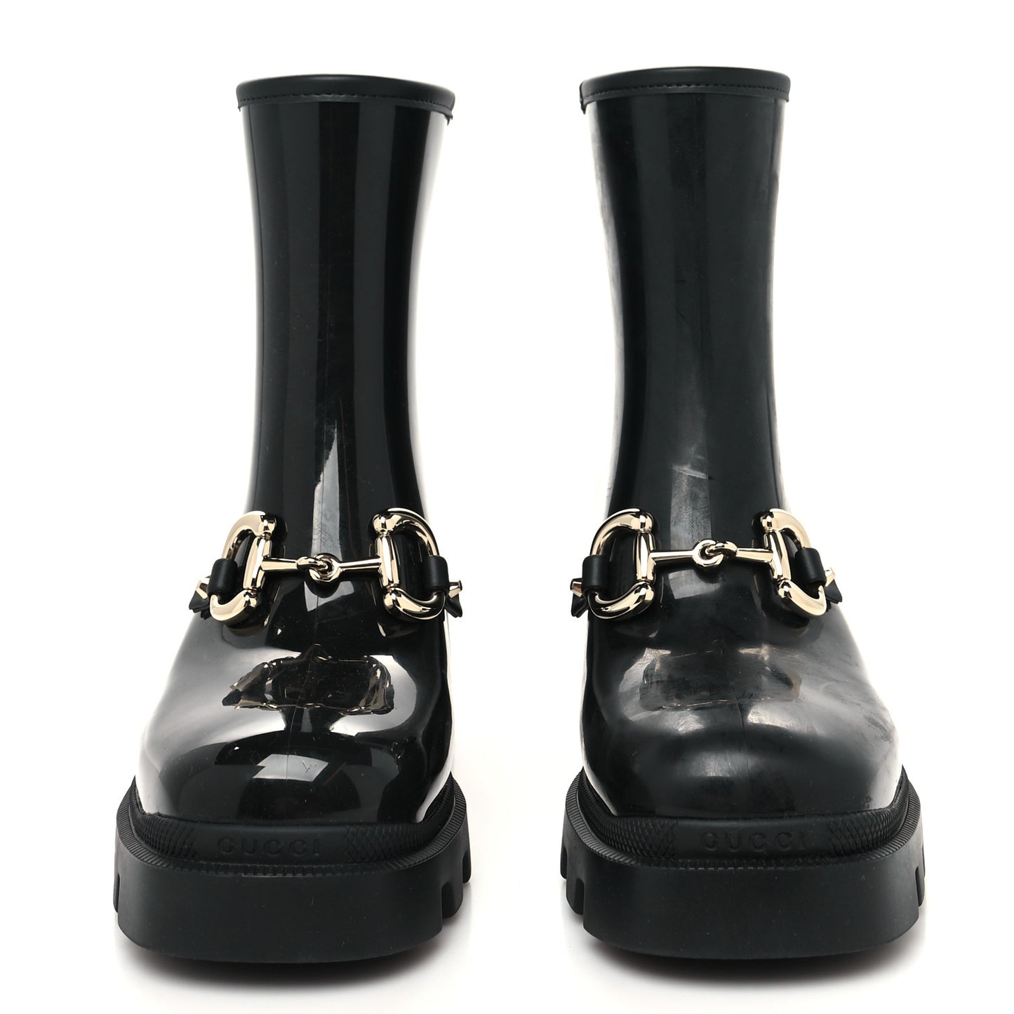 Rubber Womens Horsebit Ankle Boots 38 Black