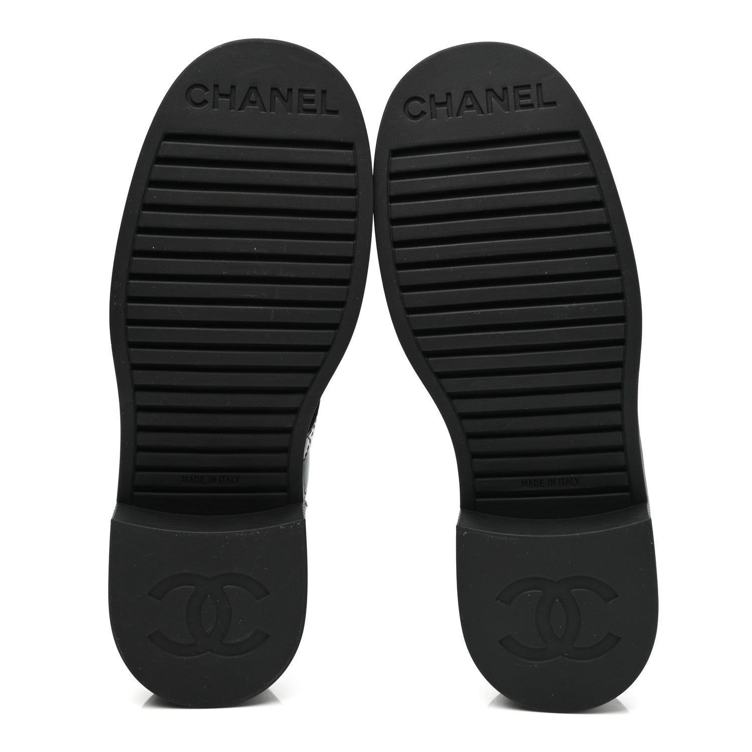 Chanel Calfskin Quilted Logo Lace Up Loafers 36 Black Grey 5 of 8