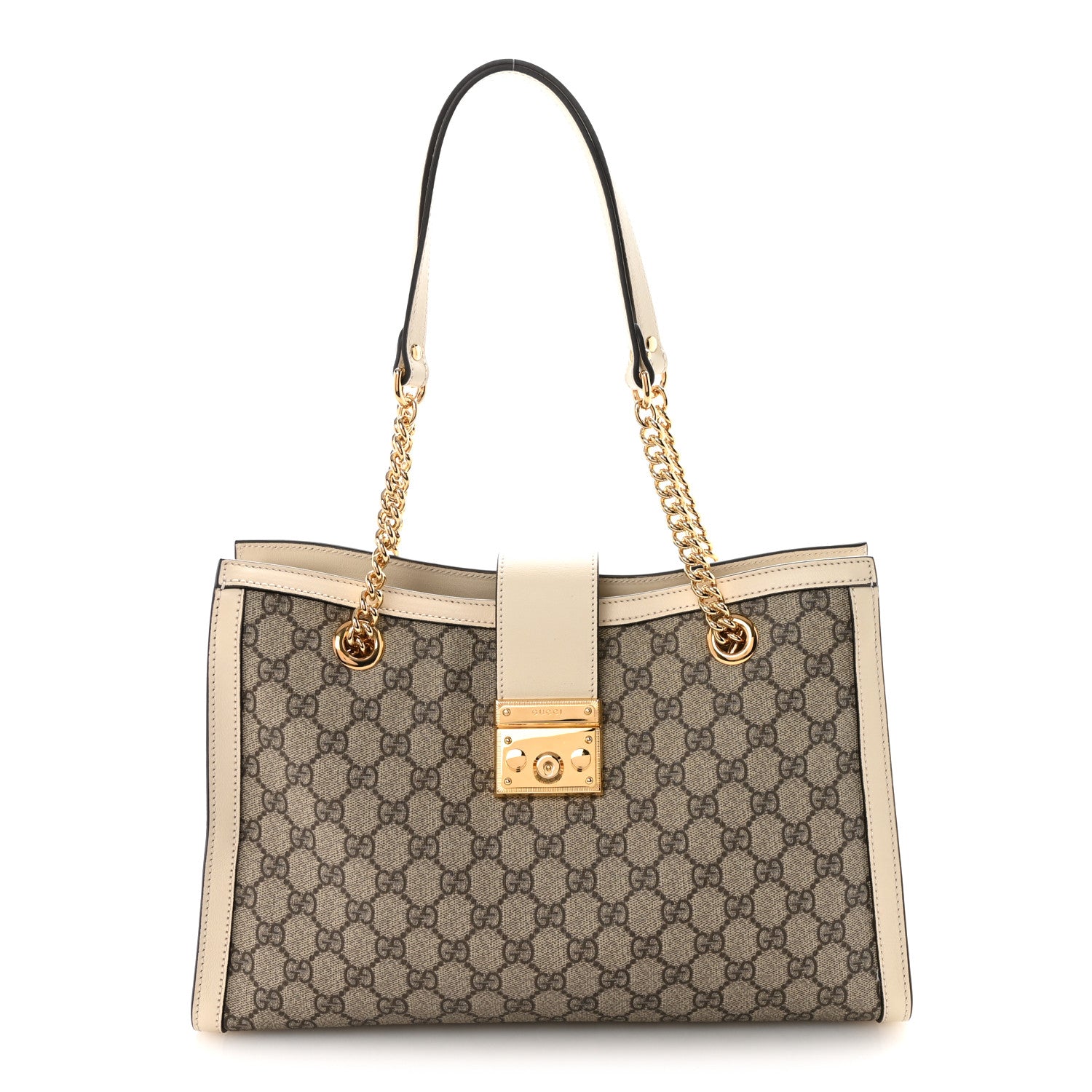 Gucci GG Supreme Monogram Medium Padlock Tote White 1 of 10