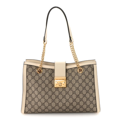 Gucci GG Supreme Monogram Medium Padlock Tote White 1 of 10