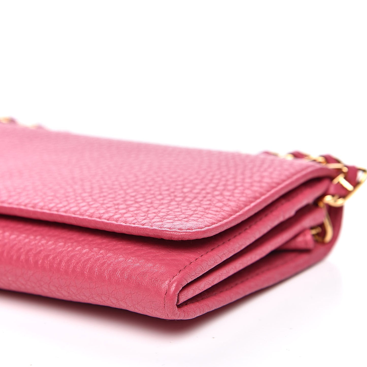 Vitello Grain Metal Oro Chain Wallet Peonia