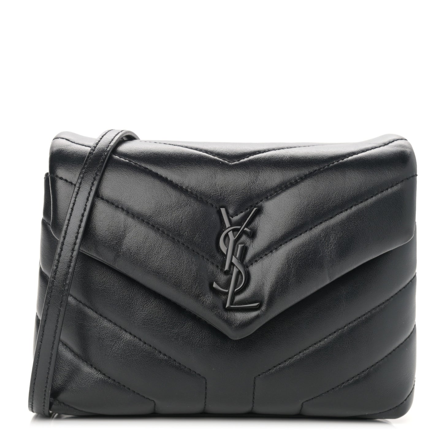 Calfskin Y Quilted Monogram Toy Loulou Crossbody Bag Black