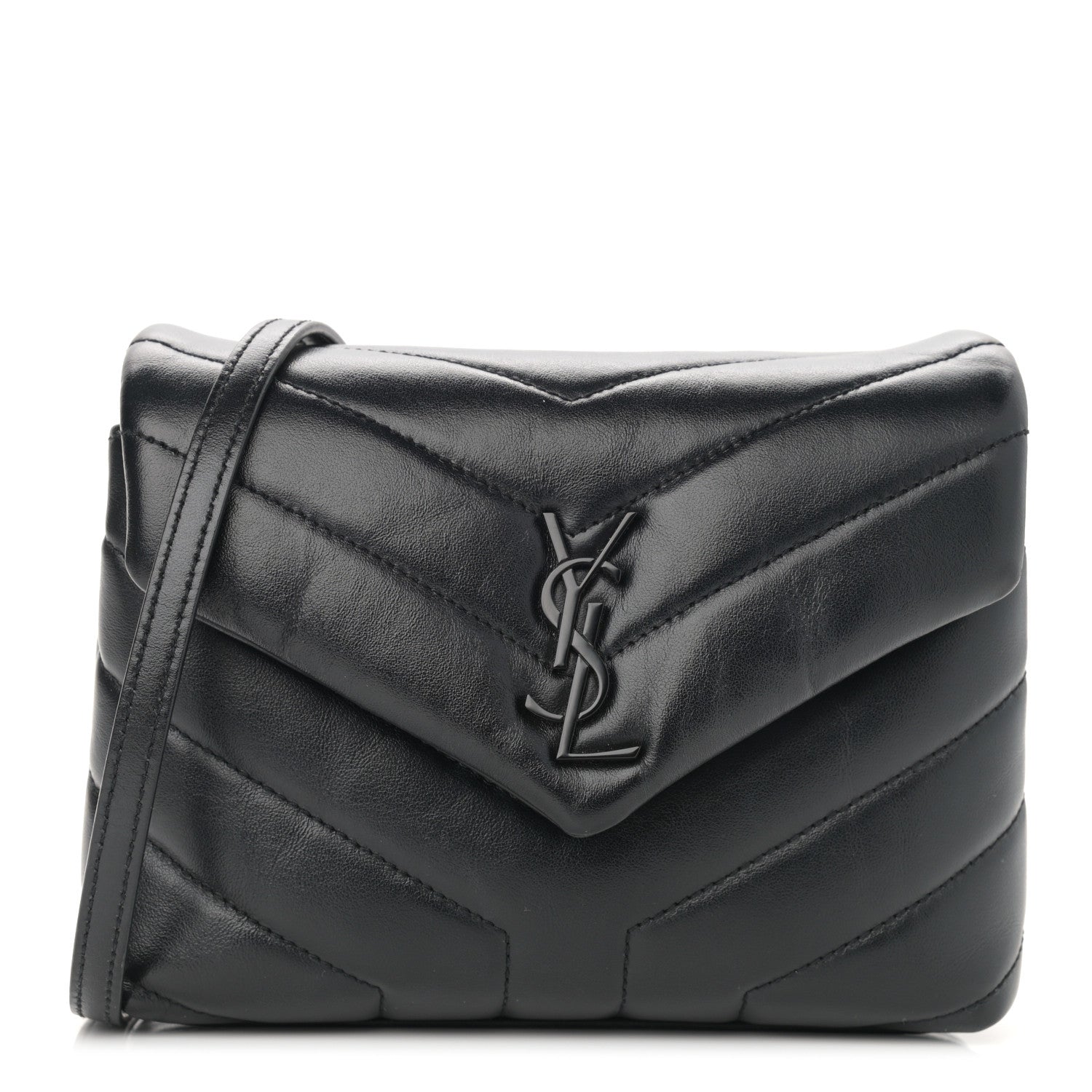 Saint Laurent Calfskin Y Quilted Monogram Toy Loulou Crossbody Bag Black 1 of 12