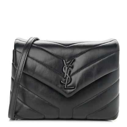 Saint Laurent Calfskin Y Quilted Monogram Toy Loulou Crossbody Bag Black 1 of 12