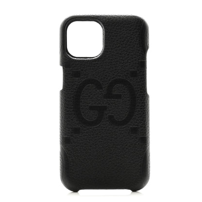 Gucci Piuma Calfskin Jumbo GG Embossed iPhone 15 Phone Case Black 1 of 5