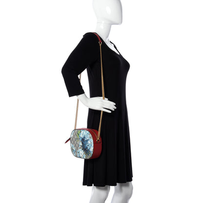 Gucci GG Supreme Monogram Blooms Mini Chain Shoulder Bag Beige Blue Navy Hibiscus Red 2 of 9
