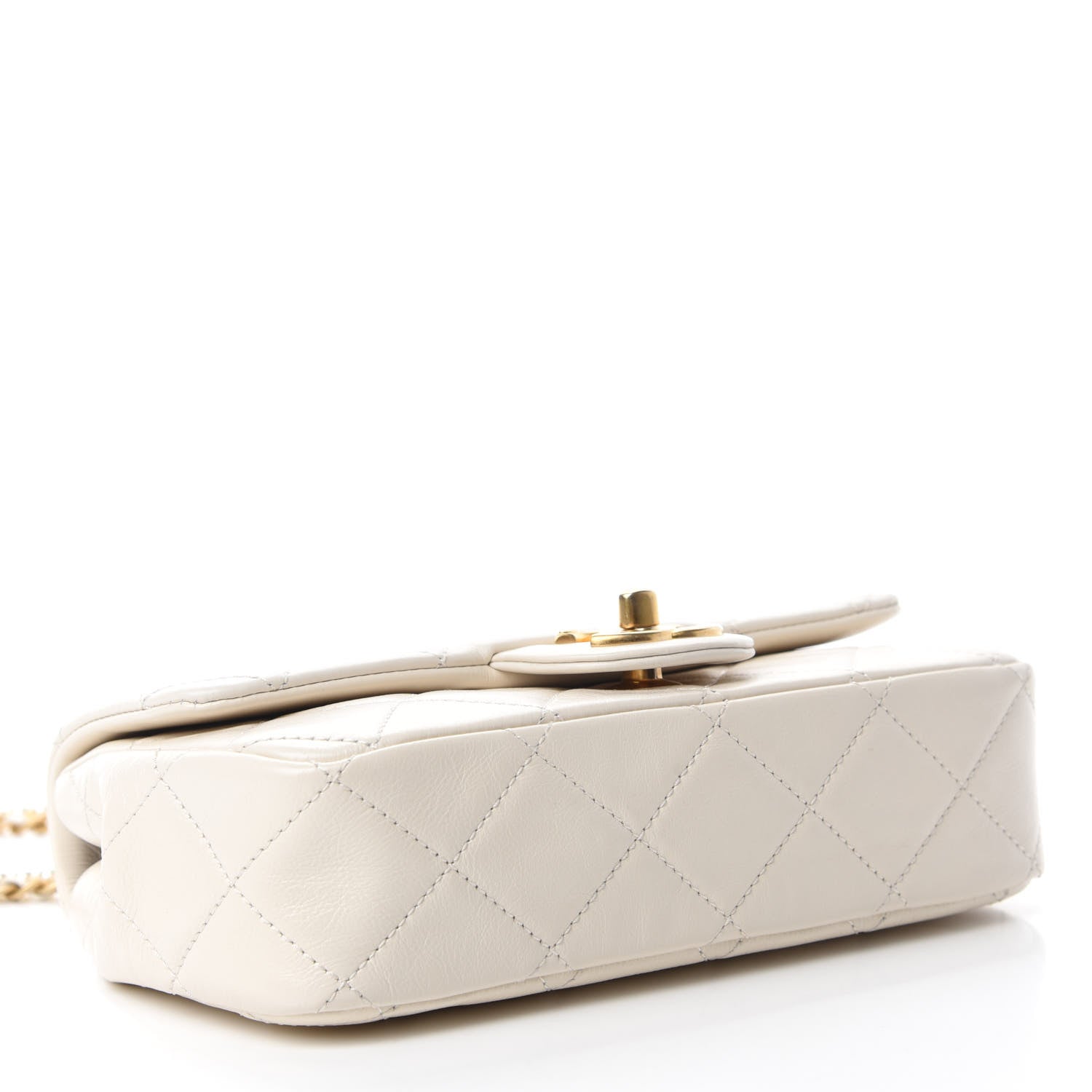 Chanel Calfskin Quilted Mini Crystal Pearls Rectangular Flap White 4 of 10